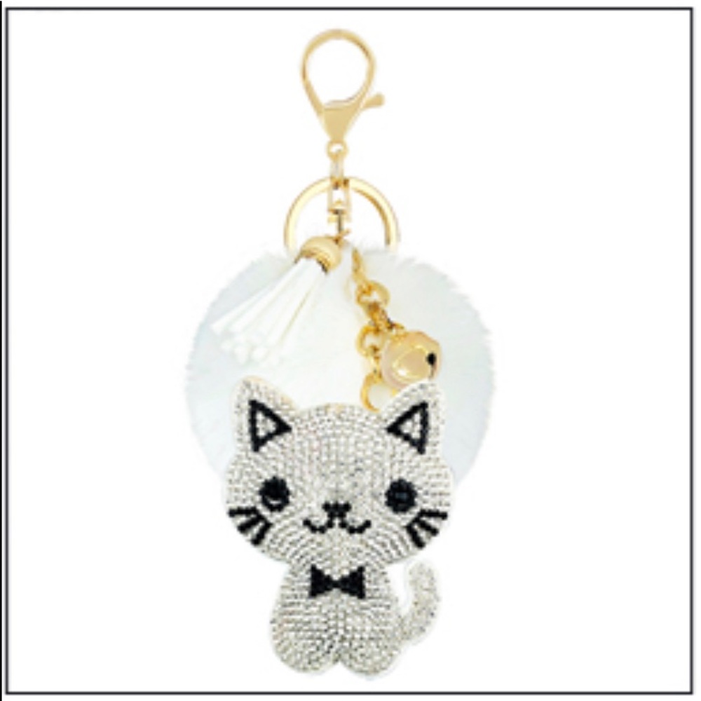 Cute Kitty Pom Key Chain/Charm